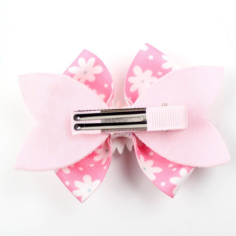 Wholesale 5pcs Shiny Boutique Bow Daisy Sunflower Print Hair Clip